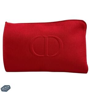 Christian Dior Beauté Red Canvas Travel Cosmetic Pouch – Embossed CD Logo NEW!♥️